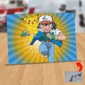 Pokemon Pikachu ve Ash Ketchum 99 Parça Puzzle Yapboz Tablo-P - 1