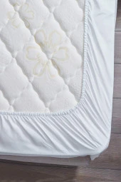 Çift Kişilik %100 Pamuklu Penye Lastikli Çarşaf | Beyaz - 5