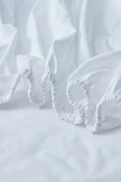 Çift Kişilik %100 Pamuklu Penye Lastikli Çarşaf | Beyaz - 7