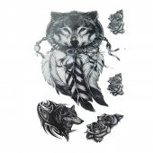 Kurt Geçici Dövme Seti, Sticker Kurt Başı Tattoo Modelleri - 1