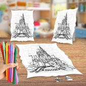Büyüleyici Şato Boyama Puzzle Tablo Çocuk Eğitici Yapboz - 1