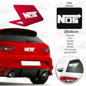 NOS Logo Beyaz Sticker, Araba, Oto, Etiket, Tuning, Aksesuar, Modifiye, Arma, - 1