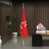 Milliyetçi Hareket Partisi MHP Bayrak -Ofis -Makam-Toplantı Odaları -Direkli -Saçaklı Makam Bayrağı - 1