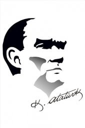 Siyah-Beyaz Mustafa Kemal Atatürk Silüeti Poster Dış Cephe Bayrak-4x6metre - 2