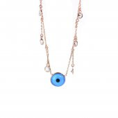 925 Ayar Gümüş Taş Sallantılı Nazar Boncuk Kolye - 1