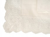 Fransız Güpürlü Kure Saten Havlu Bohça 2li Set Krem thumbnail 2