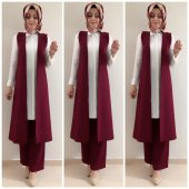 bayan yelek pantolon takım k20 bordo renk - 1