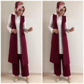 bayan yelek pantolon takım k20 bordo renk - 2