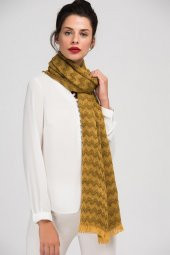 Felice Butik 10872 Etnik Desenli Safran Kalın Şal YL - 4