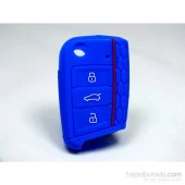 Skoda Fabia Octavia Superb Rapid Silikon Anahtar Kılıfı Mavi thumbnail 1