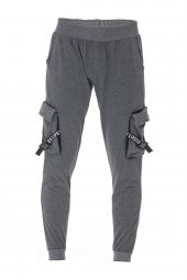 Karinmoda  Erkek Eşofman Altı Gri Baskılı Lastikli Paça - 5