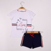 Toontoy Kız Çocuk Love Baskılı Şortlu Takım - 4