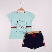 Toontoy Kız Çocuk Love Baskılı Şortlu Takım - 5