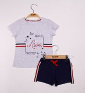 Toontoy Kız Çocuk Love Baskılı Şortlu Takım - 6