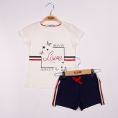 Toontoy Kız Çocuk Love Baskılı Şortlu Takım - 7