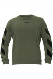 Karinmoda Erkek Baskılı Sweatshirt, Kanguru Cepli Haki - 8