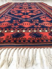 Balıkesir Sındırgı Yağcıbedir El Dokuması Kök Boya Yün Halı 117 x 225 - 5