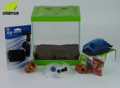 Yeşil Mini Akvaryum Seti - Filtreli Hava Motorlu Komple Set - 1