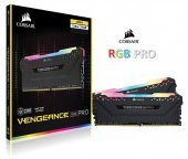 Corsair Vengeance RGB PRO 16GB(2x8GB) 3000Mhz DDR4 CMW16GX4M2C3000C15 Bellek Siyah - 1