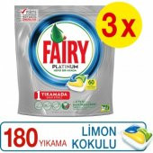 Fairy Platinum 60 x 3 Yıkama Bulaşık Makinesi Deterjanı Kapsülü Limon Kokulu - 1