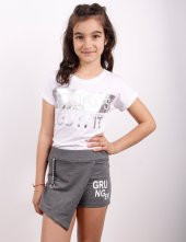 Toontoy Kız Çocuk Grunger Baskılı Şort - 1