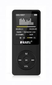 Ruizu X02 Ultra İnce MP3 Çalar 4GB FM Radyo Siyah - 1