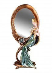 Fidex Home Feminen Kadın Makyaj Aynası Oval Azure Yeşil Elbiseli - 1