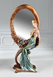 Fidex Home Feminen Kadın Makyaj Aynası Oval Azure Yeşil Elbiseli - 2