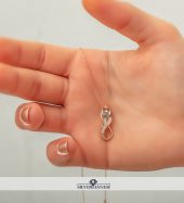 Zirkon Taşlı Sonsuzluk 925 Ayar Gümüş Kolye [ Aşk , Kalp , Çift , His , Taşı ] - 3