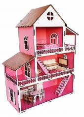 Ahşap Oyuncak Ev Portatif Bebek Evi Lol Bebek Barbie Uyumlu WoodyLife - 6