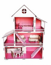 Ahşap Oyuncak Ev Portatif Bebek Evi Lol Bebek Barbie Uyumlu WoodyLife - 7