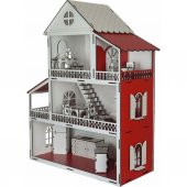 Ahşap Oyuncak Ev Portatif Bebek Evi Lol Bebek Barbie Uyumlu WoodyLife - 10