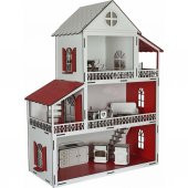 Ahşap Oyuncak Ev Portatif Bebek Evi Lol Bebek Barbie Uyumlu WoodyLife - 12