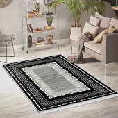 Ahsen Halı PVC Deri Taban Kaydırmaz Versace Desen Gri Halı - 1