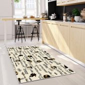 Ahsen Halı PVC Deri Taban Kaydırmaz Coffe Yazılı Mutfak Halısı - 1