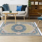 Ahsen Halı PVC Deri Taban Kaydırmaz Otantik Göbekli Desen Halı - 1