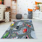 Ahsen Halı PVC Deri Kaydırmaz Taban Araba Yollu  Çocuk Halısı 100x160 - 1