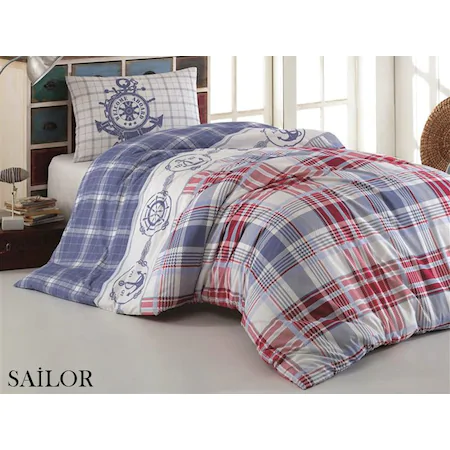 TAÇ KRİSTAL TEK KİŞİLİK RANFORCE (%100 PAMUK) NEVRESİM TAKIMI SAİLOR - 1