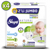 Sleepy Natural Bebek Bezi 1 Beden Yenidoğan 4X2li Jumbo 320 Adet - 2