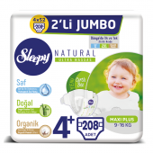 Sleepy Natural Bebek Bezi 4+ Beden Maxi Plus 4X2li Jumbo 208 Adet - 1