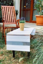 Beyaz Pileli Modern Lazer Kesim Runner - 1