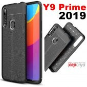 Huawei Y9 Prime 2019 Kılıf Deri Desenli Kamera Korumalı Silikon - 1