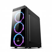 Gametech GT-001 6x120mm Rainbow Fanlı Tempered Glass Gaming Oyuncu Bilgisayar Kasası PSU Yok - 6