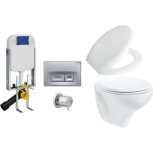 Creavit Gömme Rezervuar GR5001 + Mat Buton + AC50L Stop Valf + Creavit Perla Asma Klozet TP320 Creavit Çınar Plastik Menteşeli Duroplast Klozet Kapa thumbnail 1