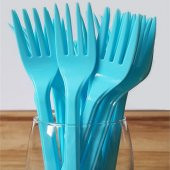 Mavi Plastik Çatal 18 Cm-25 Adet - 2
