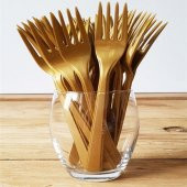 GOLD (ALTIN SARISI) PLASTİK ÇATAL 18 cm-25 Adet - 1