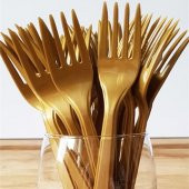 GOLD (ALTIN SARISI) PLASTİK ÇATAL 18 cm-25 Adet - 2
