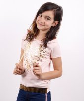 Toontoy Kız Çocuk Kapüşonlu Varak Baskılı Tişört - 3