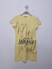 Toontoy Kız Çocuk Yazı inci Taşlı Elbise - 4