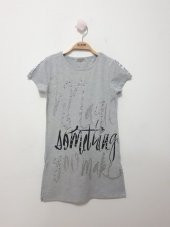 Toontoy Kız Çocuk Yazı inci Taşlı Elbise - 11